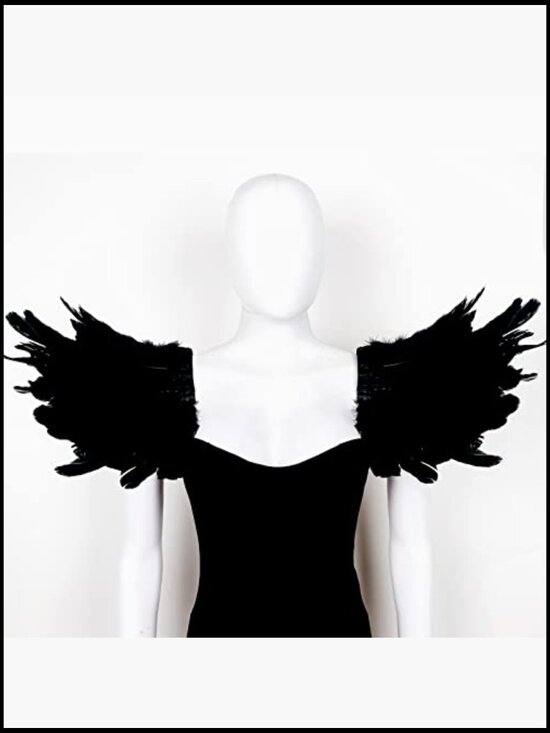 Men Gothic Natural Real Feather Epaulet Shrug Leather Belt  Gothic Feather Epaulet Shoulder Strap Belt Adjustable Costume Accessory